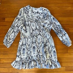Blue Island Long Sleeve Snakeskin Print Dress